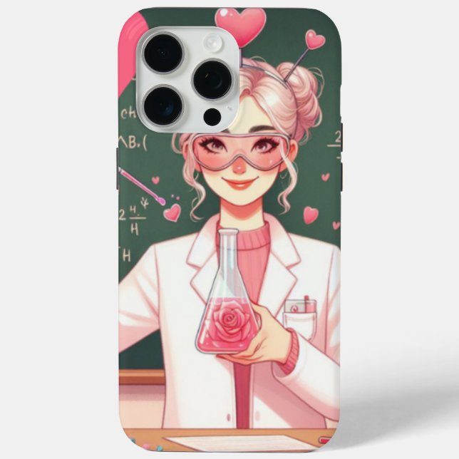 Cute Valentine's day scientist Case-Mate iPhone Case (Back)