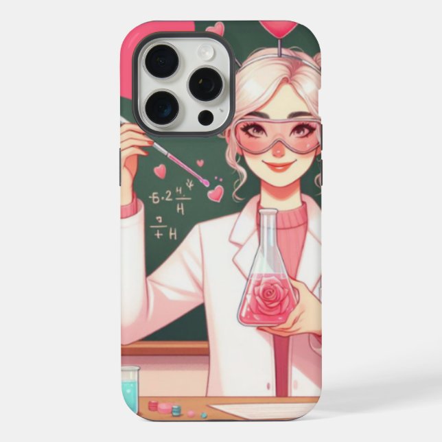 Cute Valentine's day scientist iPhone Case (Back)