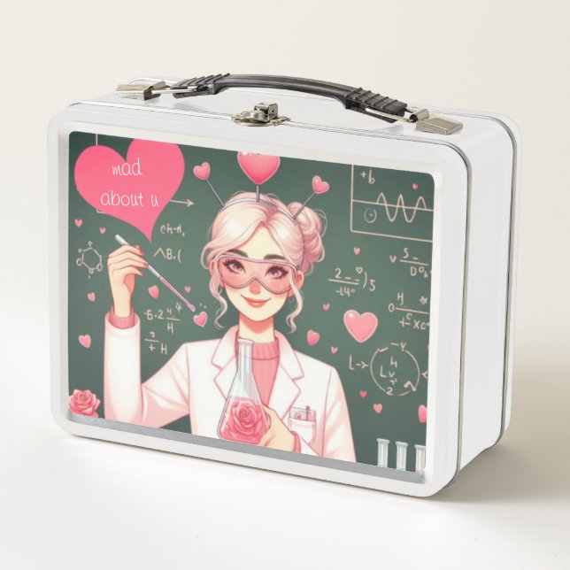 Cute Valentine's day scientist Metal Lunch Box (Front)