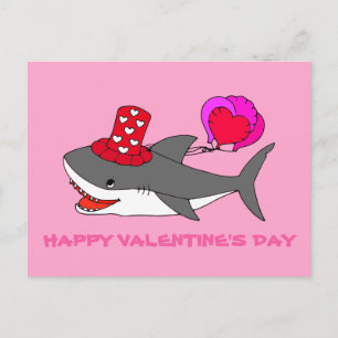 Cute Valentine's Day Shark Postcard