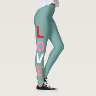 Cute Valentines Day Teal Pink Red Love  Leggings