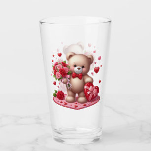 Cute Valentine's Day Teddy Bear Glass