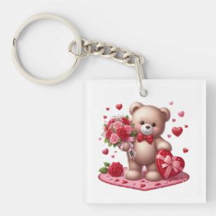 Cute Valentine's Day Teddy Bear Keychain