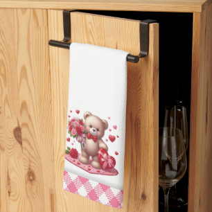 Cute Valentine's Day Teddy Bear Kitchen Towel