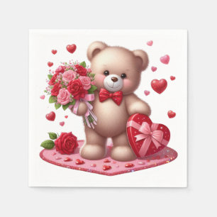 Cute Valentine's Day Teddy Bear Napkin