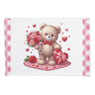 Cute Valentine's Day Teddy Bear Pillowcase