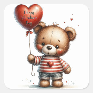 Cute Valentines Day Teddy Bear Sticker