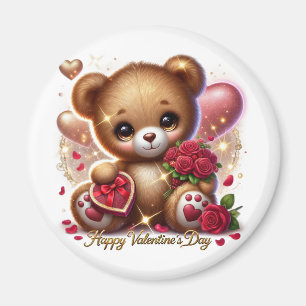 Cute Valentine's Day Teddy Bear Themed Magnet 