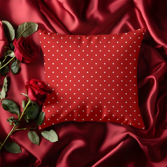 Cute Valentine's Day Tiny Red Hearts  Throw Pillow (Creator Uploaded)