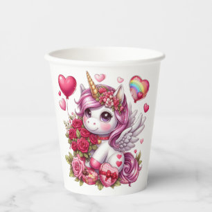 Cute Valentine's day unicorn Paper Cups