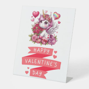 Cute Valentine's day unicorn Pedestal Sign