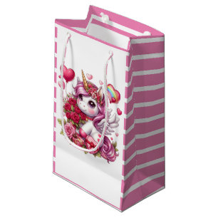 Cute Valentine's day unicorn Small Gift Bag