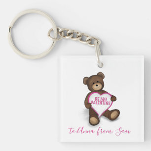 Cute Valentine's Day Vintage Teddy Bear Custom Keychain