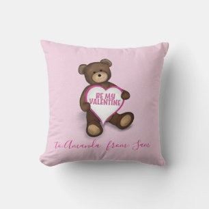 Cute Valentine's Day Whimsical Teddy Bear Throw Pillow
