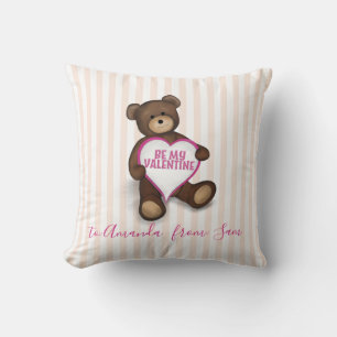 Cute Valentine's Day Whimsical Teddy Bear Throw Pillow