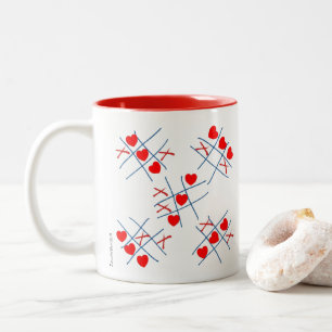 Cute Valentine's Heart Tic-Tac-Toe Pattern Mug