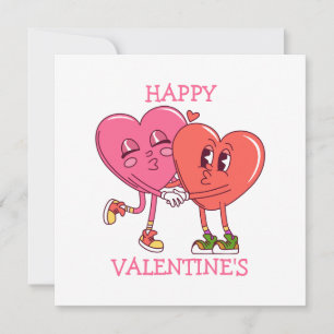 Cute Valentine's Hearts Couple Flat Card
