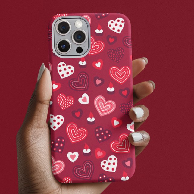 Cute Valentine's hearts pattern Case-Mate iPhone Case (Creator Uploaded)