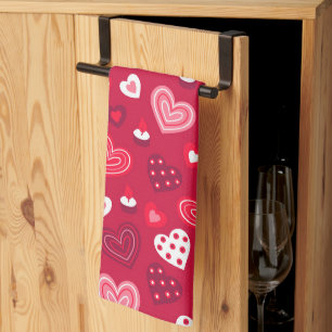 Cute Valentine's hearts pattern Kitchen Towel