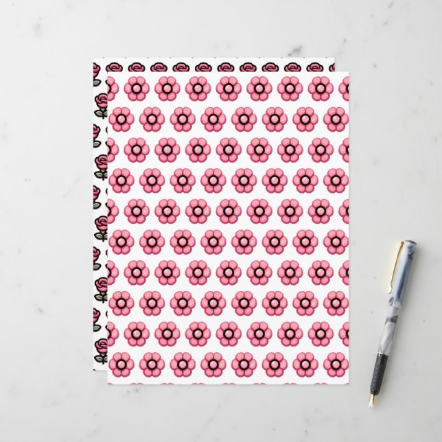 Cute Valentines Patterns Scrapbook Paper (Front/Back In Situ)