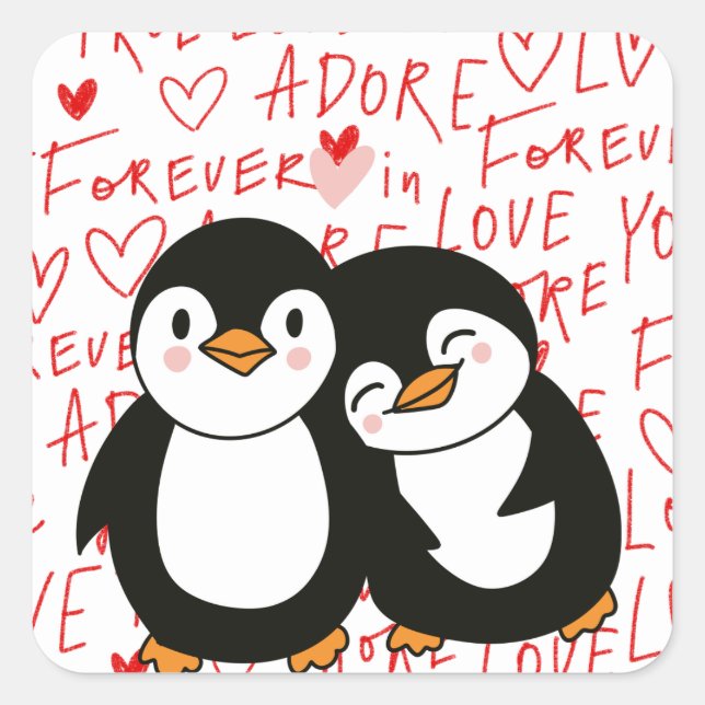 Cute Valentines Penguin Stickers (Front)