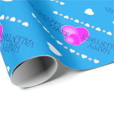 Pink, Orange & Blue Lips & Gold Hearts Valentine Wrapping Paper Sheets -  Moodthology Papery