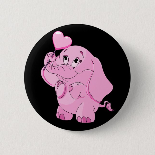 Cute Valentine's Pink Elephant 2 Inch Round Button (Front)