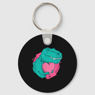 Cute Valentines T-rex Heart Dinosaur Lover Gift Re Keychain