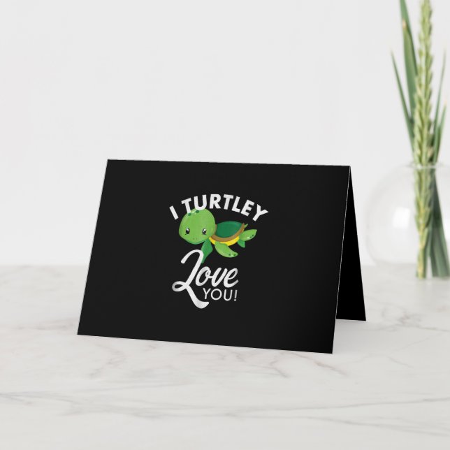 Cute Valentines Turtle I Turtley Love You Holiday Card (Front)