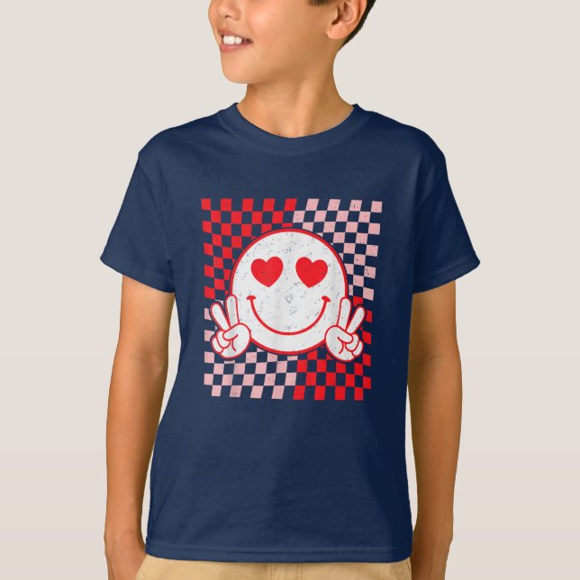 Cute Valentines Vibes Smile Face Valentine Day T-Shirt (Front)