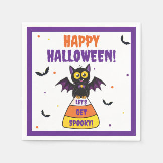 Cute Vampire Bat Halloween Candy Corn Napkin