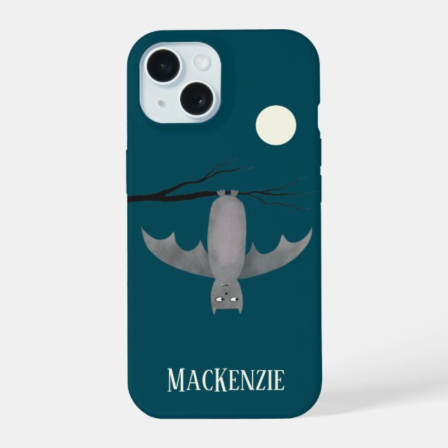 Cute Vampire Bat Personalized iPhone 15 Case (Back)