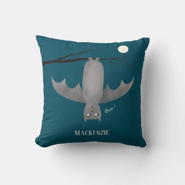 Cute Vampire Bat Personalized Throw Pillow (Front)