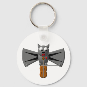 Cute vampire bat playing the violin keychain