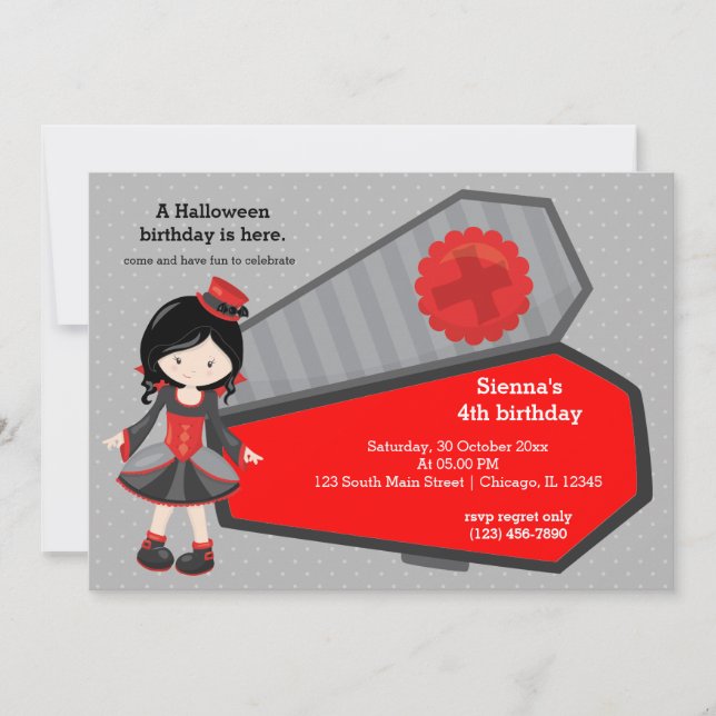 Cute vampire birthday invitation (Front)
