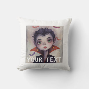 Cute Vampire Boy Halloween Pillow/Print. Throw Pillow