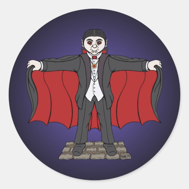 Cute Vampire/Dracula Classic Round Sticker (Front)