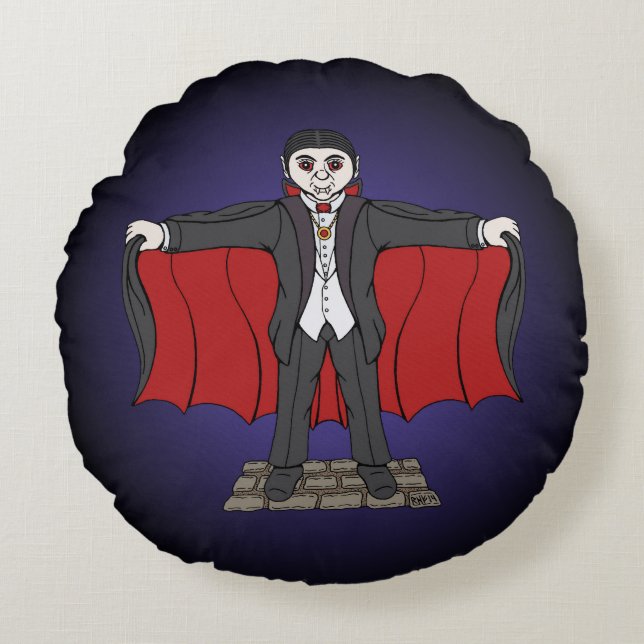 Cute Vampire/Dracula Round Pillow (Front)