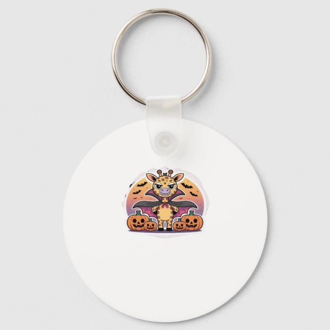Cute Vampire Giraffe Halloween � Funny Spooky Anim Keychain (Front)