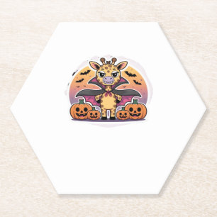 Cute Vampire Giraffe Halloween � Funny Spooky Anim Paper Coaster