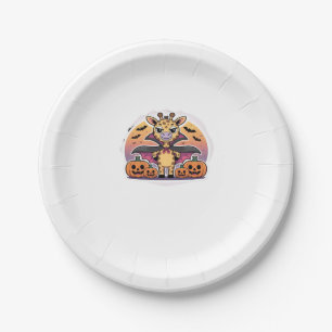 Cute Vampire Giraffe Halloween � Funny Spooky Anim Paper Plate