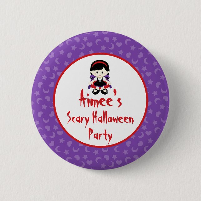 Cute Vampire Girl Halloween Party 2 Inch Round Button (Front)