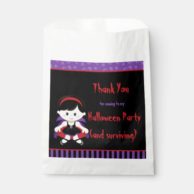 Cute Vampire Girl Halloween Party Favour Bag (Front)
