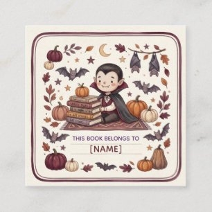 Cute Vampire Halloween Bookplate Personalized Kids Enclosure Card