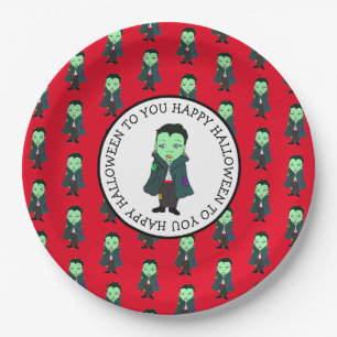 Cute Vampire Halloween Party Paper Plate