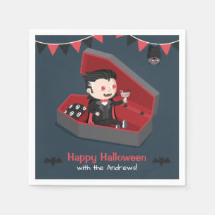 Cute Vampire in Coffin Halloween Party Supplies Napkin