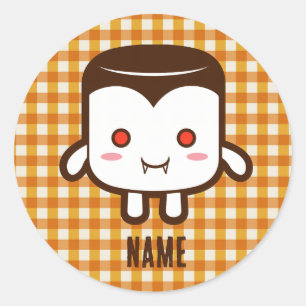 Cute vampire marshmallow Halloween Classic Round Sticker