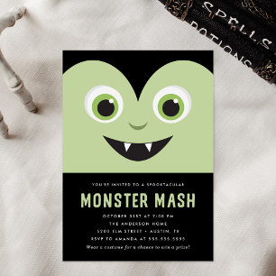 Cute Vampire Monster Mash Halloween Party Invitation