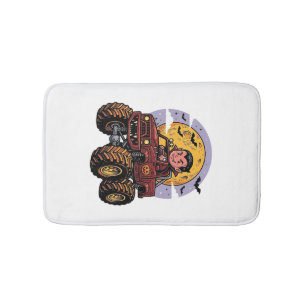Cute Vampire Monster Truck Halloween Shirt Design_ Bath Mat