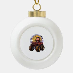 Cute Vampire Monster Truck Halloween Shirt Design_ Ceramic Ball Christmas Ornament